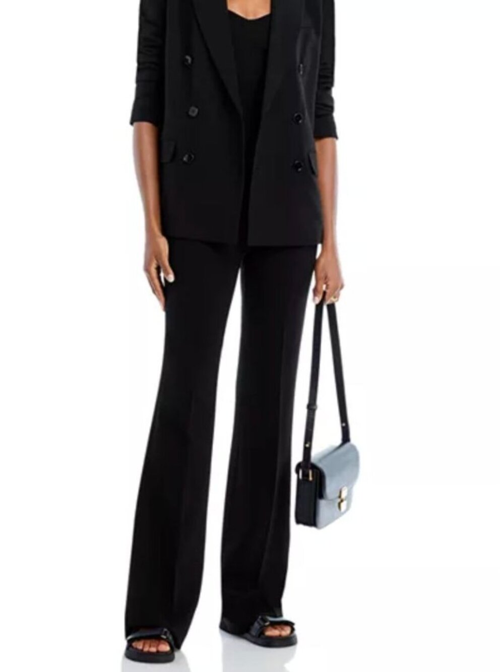 NWT THEORY Demitria Admiral Crepe Flared Pants Trousers Black Size 0